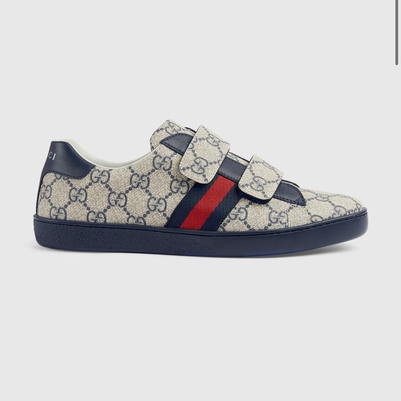 Gucci GG Supreme Ace Sneaker Blue Gray Size 35 Women’s US 5 Full inclusion - Picture 1 of 11